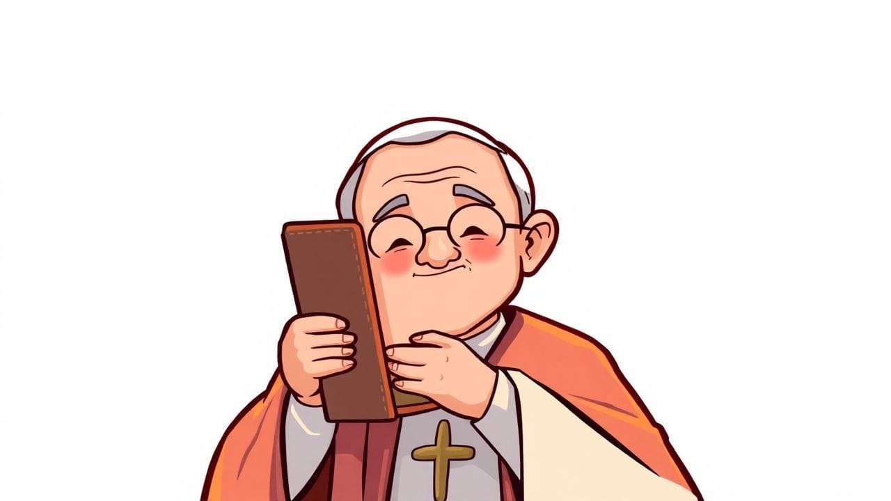 "Pope Francis holding his autobiography 'Hope,' released for the 2025 Jubilee Year, with personal photos and anecdotes."