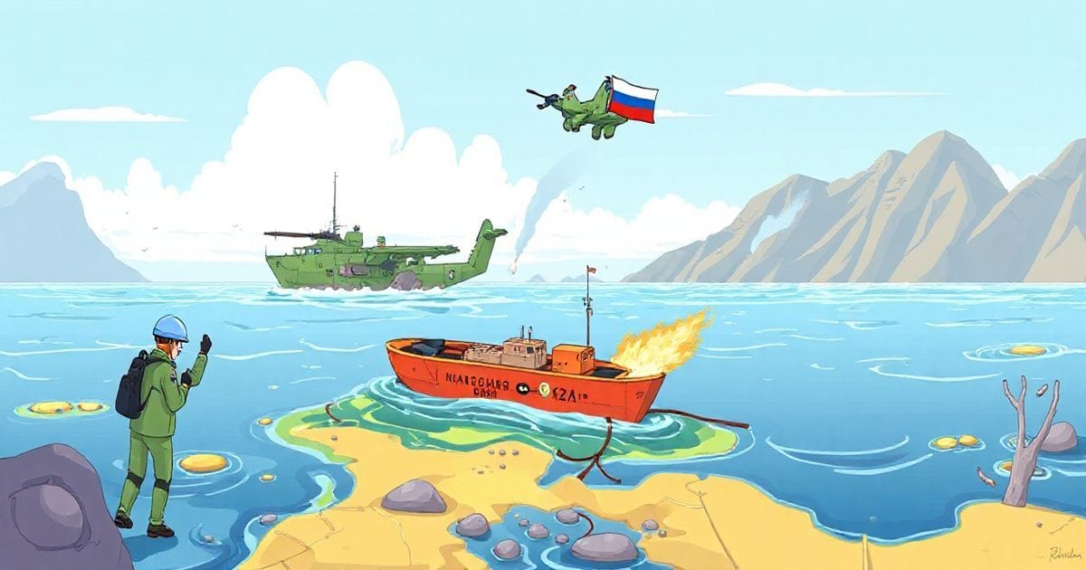 "Russian task force responding to oil spill in Kerch Strait, cleaning contaminated coastline and leaking tankers."