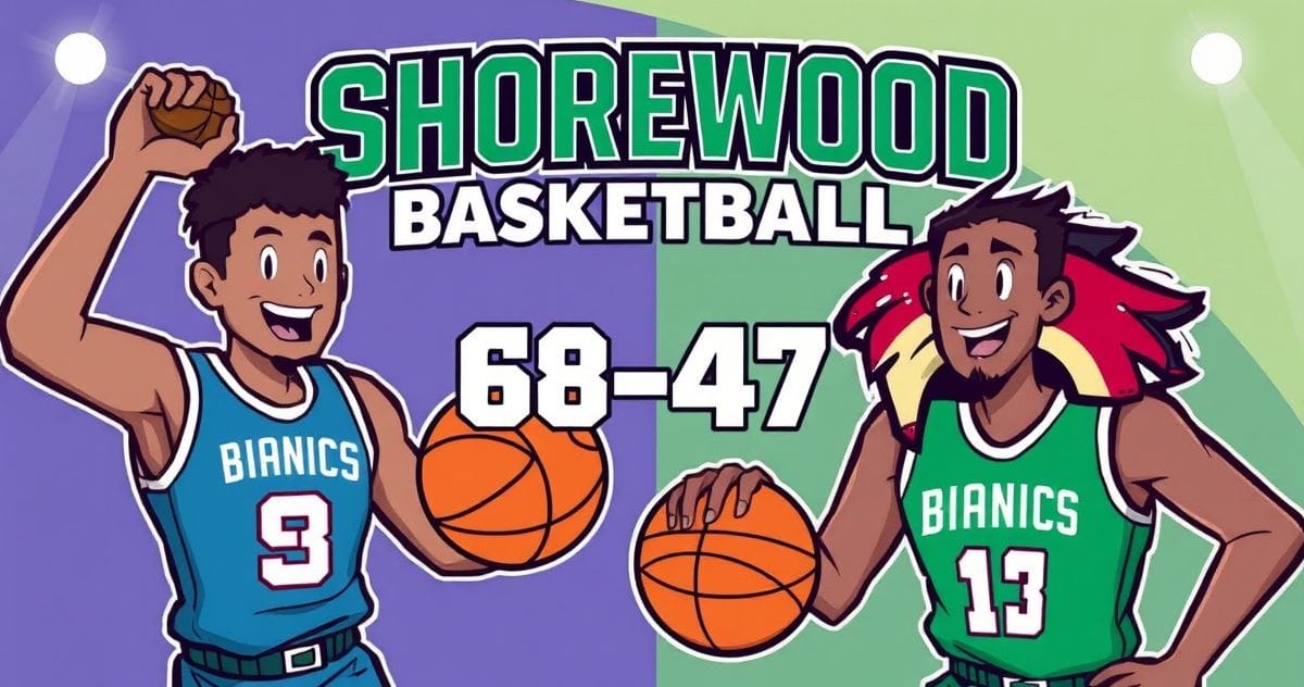 Shorewood Stormrays defeat Meadowdale Mavericks 68-47 in boys basketball matchup. Kevin Cambronero scores 17 points for 