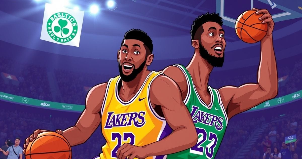 Anthony Davis and Austin Reaves leading the Los Angeles Lakers to a 117-96 victory over the Boston Celtics.