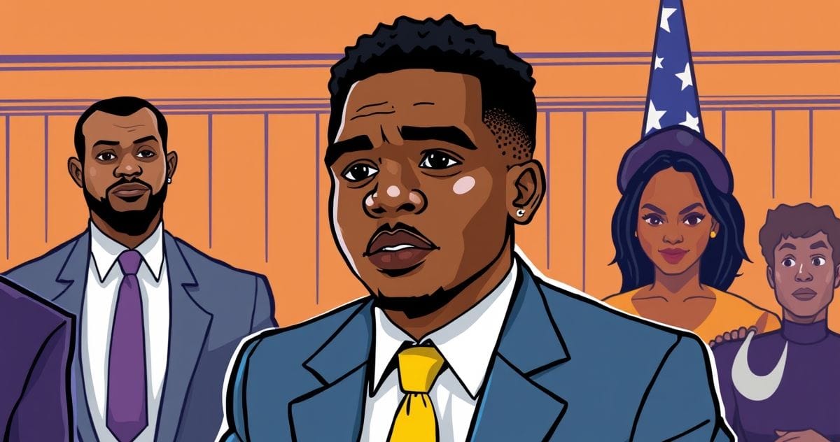 Jabrill Peppers testifying in court, acquitted of assault and battery charges. [Image description]