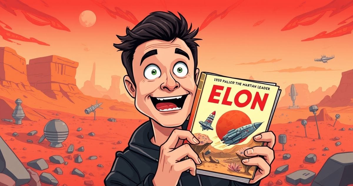 Elon Musk reacts to 1953 book predicting a Mars leader named 'Elon' by Wernher von Braun. Musk expresses disbelief at th